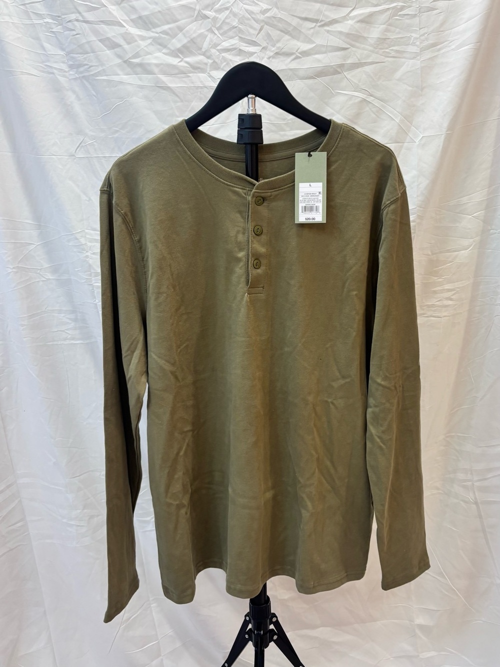 Olive Green Henley Long Sleeve – Large NWT